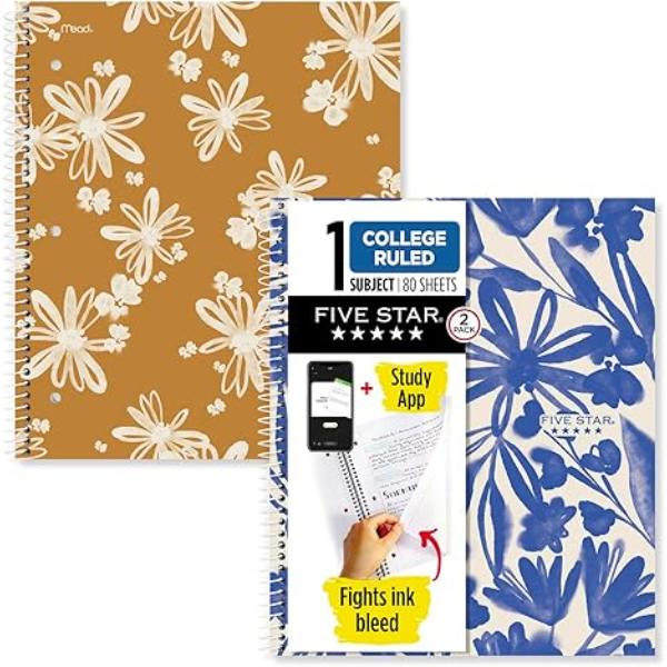 Picture of Five Star FVS820331 8.5 x 11 in. Soft Petals 1-Subject Notebooks - College-Ruled&#44; Assorted Color - 80 Sheets - Pack of 2