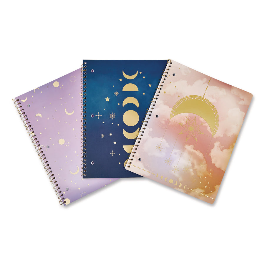 Picture of Eccolo WLBST839A3PACK 11 x 8.5 in. Celestial Body Spiral Notebook - 1-Subject - Medium & College Rule&#44; Assorted Color - 80 Sheets - Pack of 3