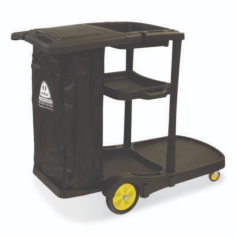 Picture of Nexstepcp NCP96980 Premier Janitor Cart&#44; 2 Shelves - Plastic&#44; 18.25 x 44.5 x 38 in. - Black