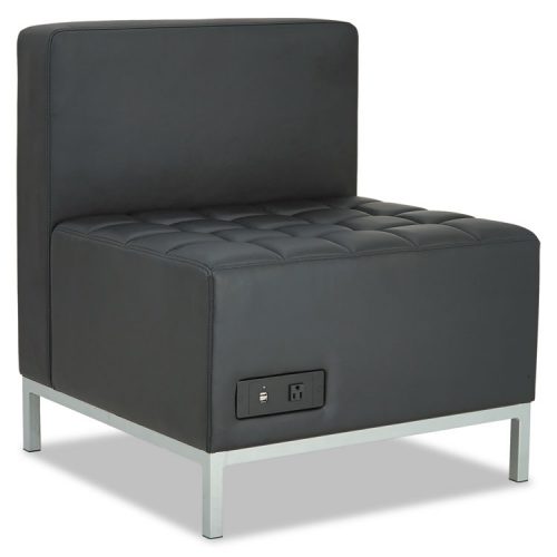 Picture of Alera ALEQB8116P 26.37 x 26.37 x 30.5 in. QUB Series Powered Armless L Sectional - Black