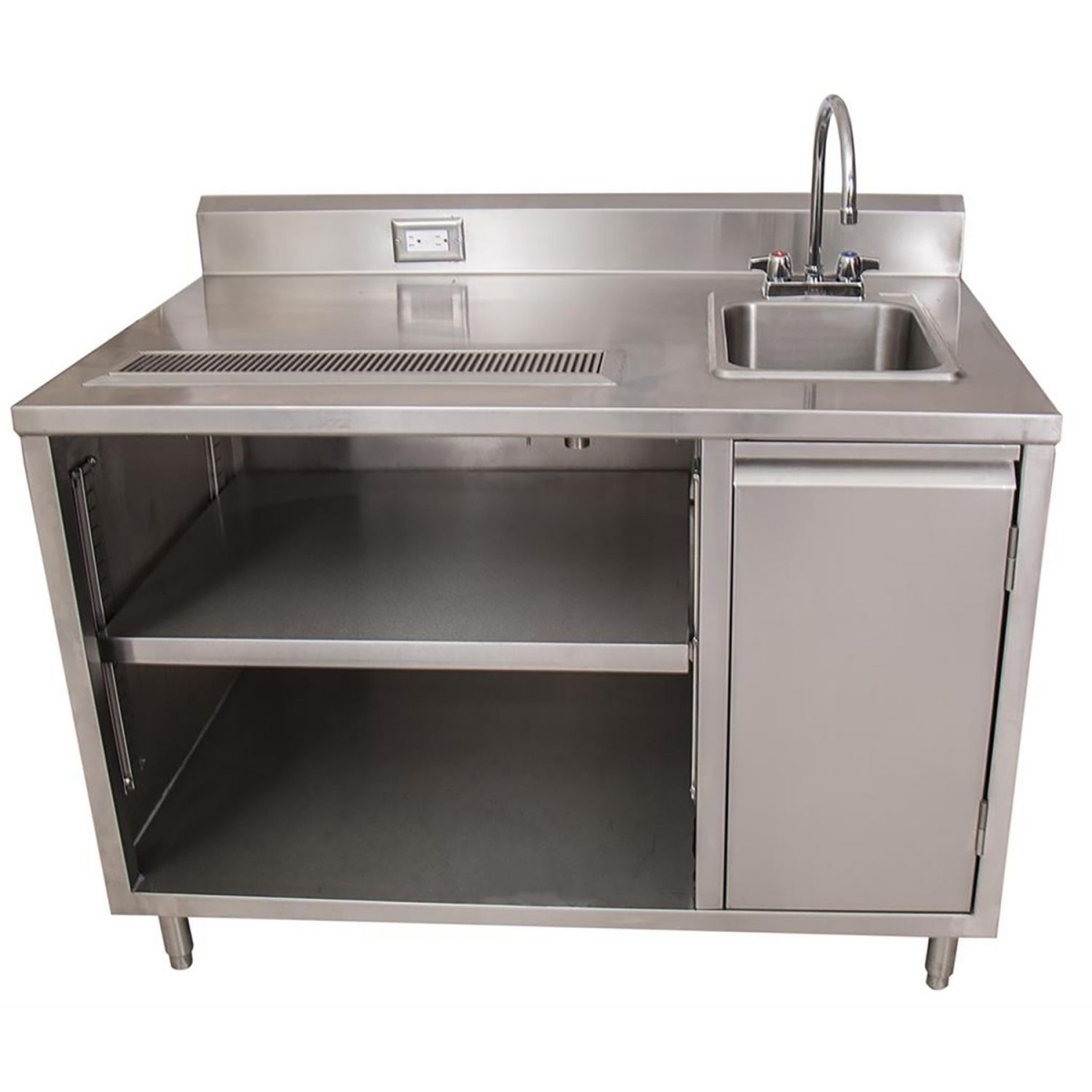 Picture of BK Resource BKEBEVT3060R 30 x 60 x 41.5 in. Stainless Steel Beverage Rectangular Table with Right Sink, Silver