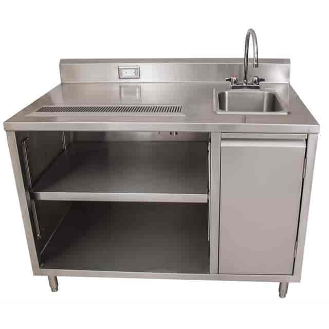 Picture of BK Resources BKEBEVT3072R 30 x 72 x 41.5 in. Stainless Steel Rectangular Beverage Table with Right Sink Top & Base Legs, Silver