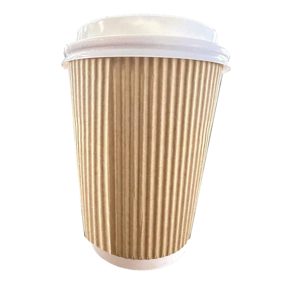 Picture of Karat by Lollicup KRTCKRC508 8 oz Paper Ripple Hot Cups, Kraft & White - 500 per Case