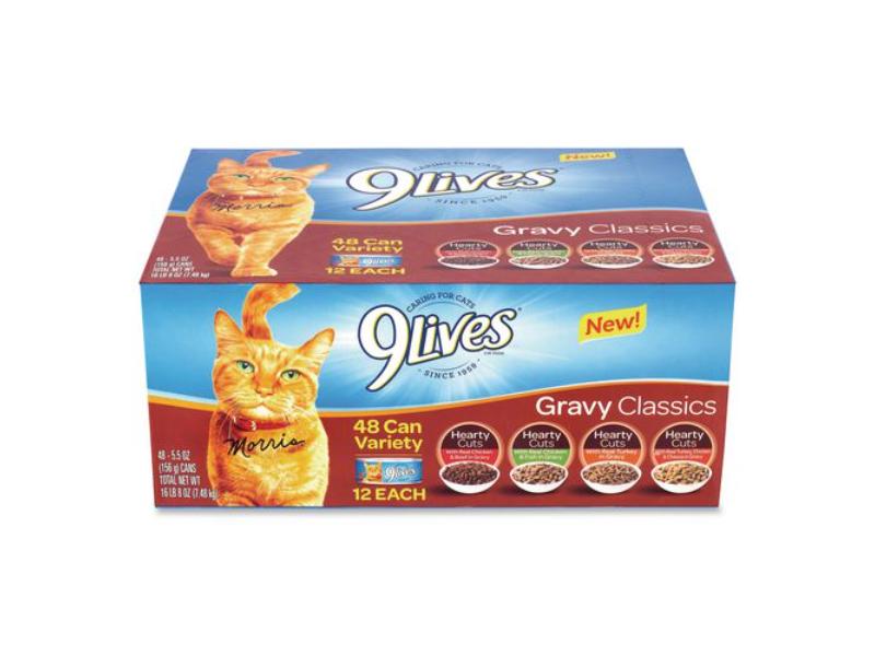 GRR22002667 55 oz 9 Lives Gravy Classics Wet Cat Food Variety Pack44 Assorted Flavors  48 Count