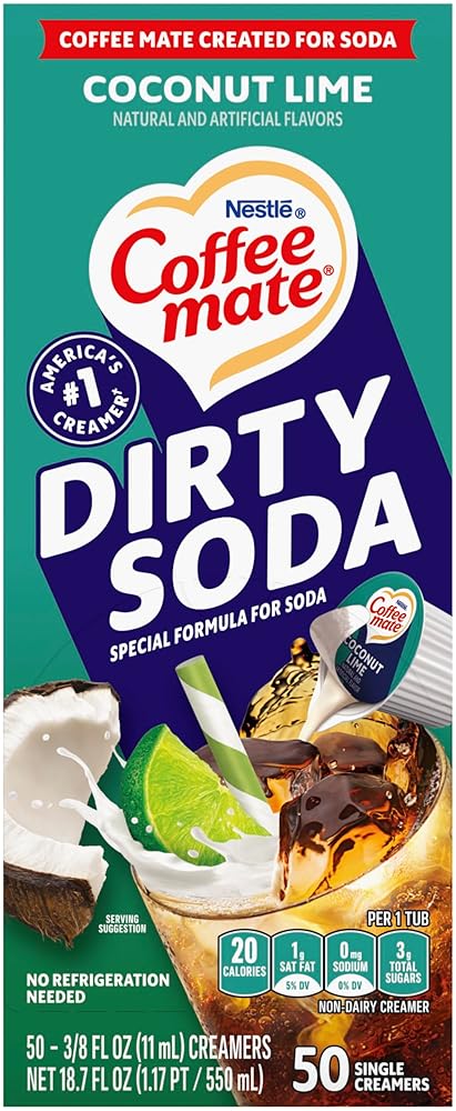 Picture of Nestle NES33540 Liquid Coffee Mate Creamer Singles, Dirty Soda Coconut Lime, 50 Count