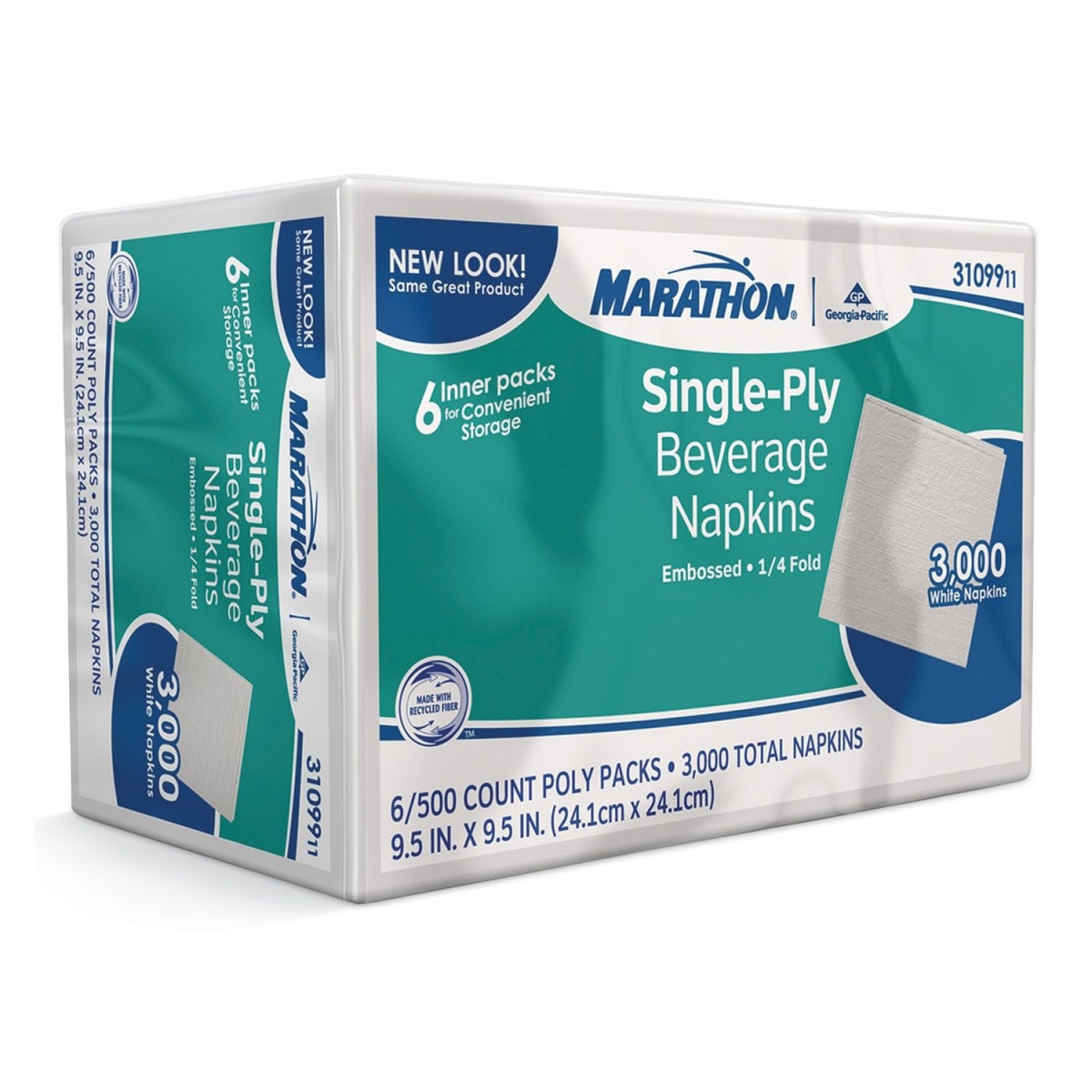 Picture of Georgia-Pacific GPC31099 1-Ply Beverage Napkin - White, 0.25 Fold