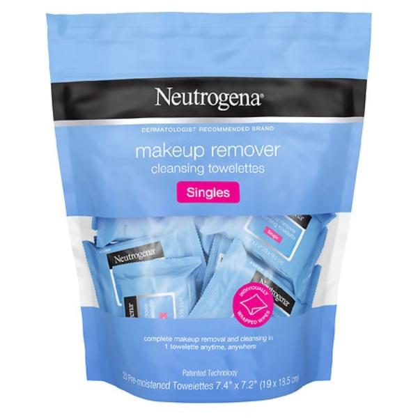 JOJ10253 Neutrogena Makeup Cleansing Face Wipes with Individually Wrapped  20 Count
