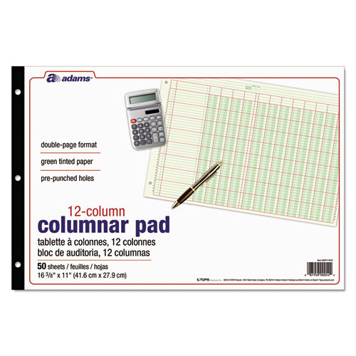 ACP111612 8.5 x 11 in. Columnar Analysis Pad, 12 Column Double Page Format, 50 Sheets & Pad