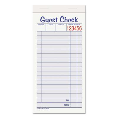 104-50SW 6.87 x 3.37 in. Guest Check Unit Set Carbonless Duplicate, 50 Forms - 10 Per Pack