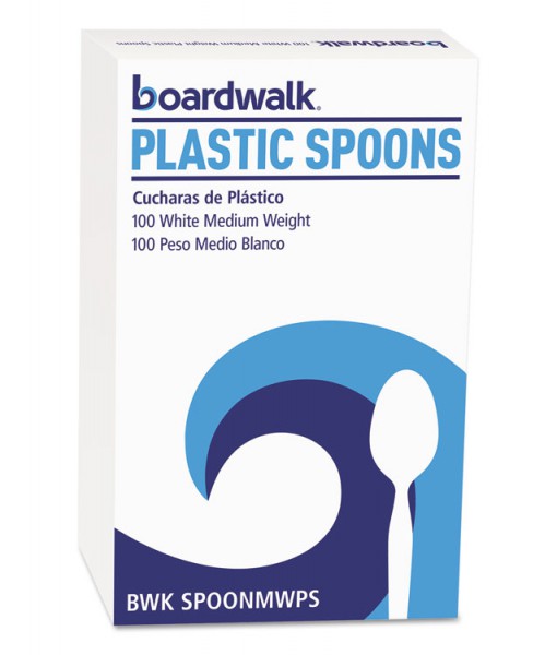 Picture of Boardwalk BWKSPOONMWPSBX Mediumweight Polystyrene Cutlery with Teaspoon, White - 100 per Box