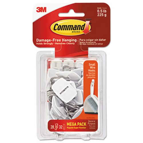 Picture of 3M 17067MPES 0.5 lbs General Purpose Hooks Wire, White - 28 Hooks 32 Strips per Pack