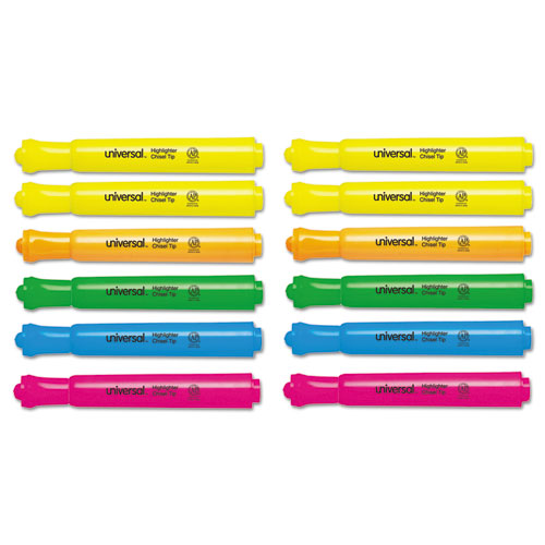 UNV  Desk Highlighter - Assorted Colors - 12 per Set