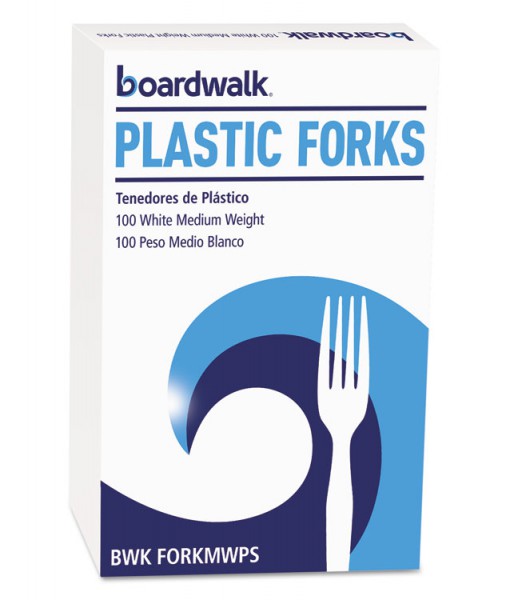 Picture of Boardwalk BWKFORKMWPSCT Mediumweight Polystyrene Fork&#44; White - Box of 10&#44; 100 per Case