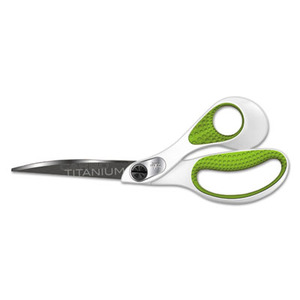 Picture of Acme United ACM16445 9 ft. Carbo Titanium Bonded Scissors with Bent Handle&#44; White & Green