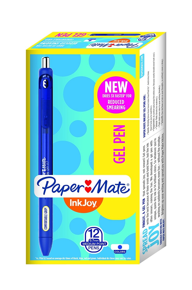 Picture of Papermate 1951721 0.7 mm Inkjoy Retractable Gel Pen&#44; Blue Ink - Pack of 12