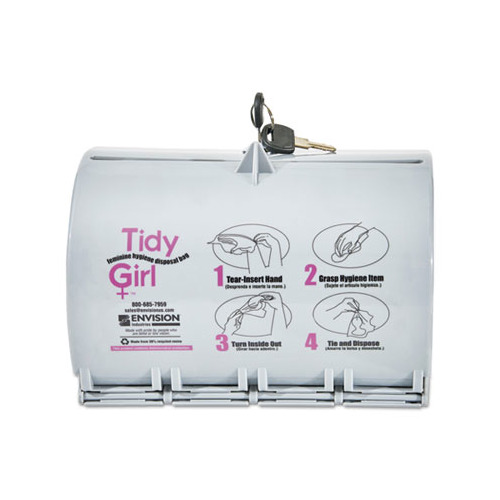 Picture of Stout TGUDPV2 Tidy Girl Plastic Feminine Hygiene Disposal Bag Dispenser, Gray