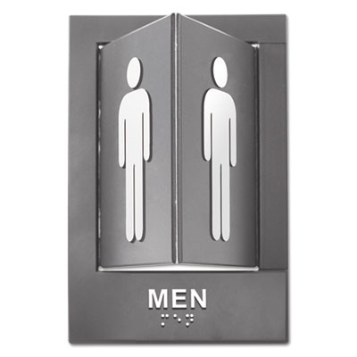 Picture of Advantus 91096 6 x 9 in. Men Pop-Out ADA Sign - Tactile Symbol & Braille&#44; Plastic - Gray & White