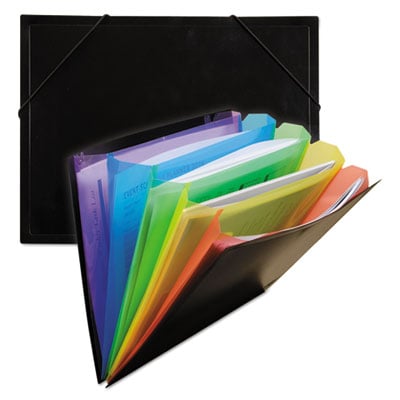 C-Line Products  5 in. Expansion Rainbow Document Sorter-Case, 5-Pocket, Letter, Black & Multicolor