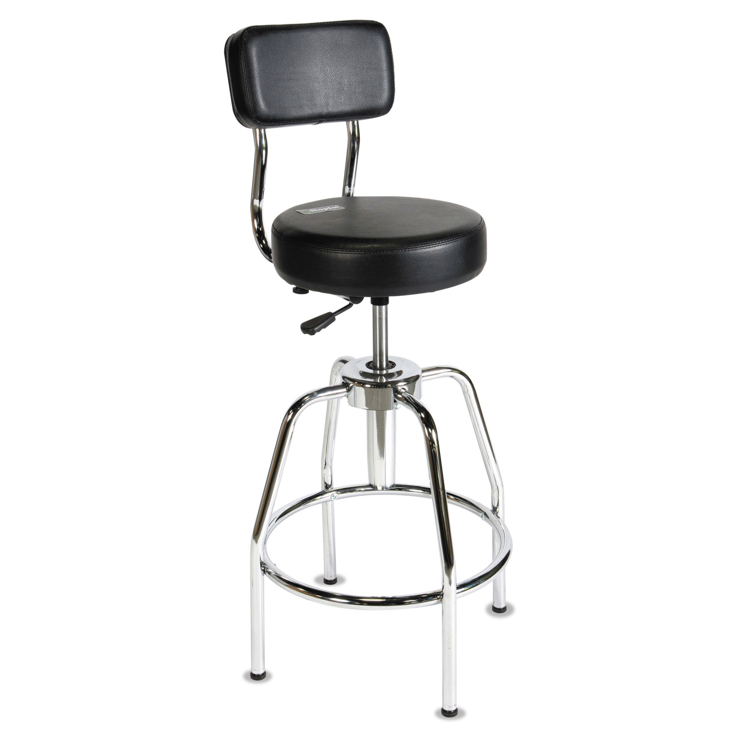 Shopsol Height Adjustable Shop Stool W/Chrome Tubular Base, Vinyl Seat & Back, 300Lb Cap (3010002)
