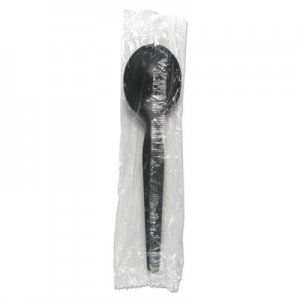 Picture of Boardwalk BWKSSHWPSBIW Heavyweight Wrapped Polystyrene Cutlery Soup Spoon&#44; Black