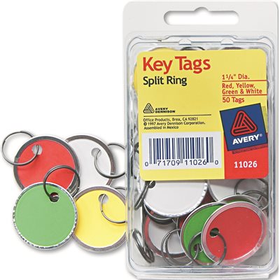 Picture of Avery-Dennison 11026 1.25 in. dia. Card Stock Metal Rim Key Tags&#44; Assorted Color - 50 Per Pack