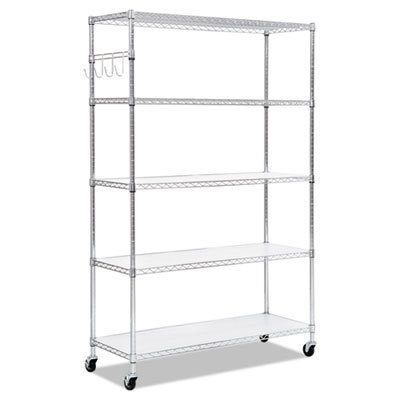 Picture of Alera SW654818SR 5-Shelf Wire Shelving Kit with Casters & Shelf Liners&#44; 72 x 48 x 18 in. - Silver