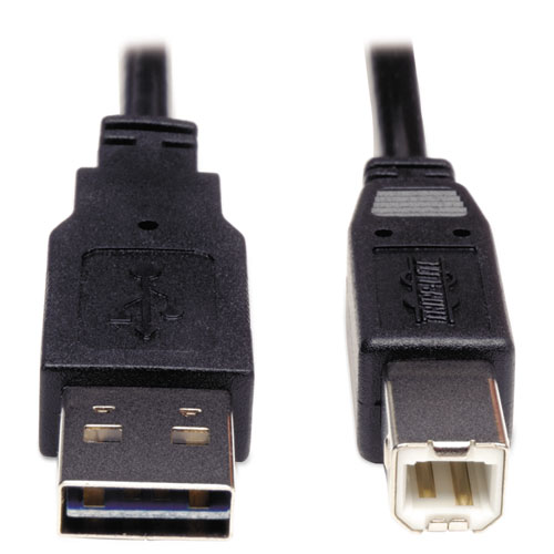 6 ft. Reversible A to B Male to Male USB 2.0 Cable - Black