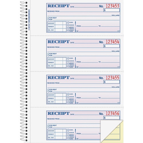 Picture of Adams Business Forms SC1182 Spiral 2-part Money & Rent Receipt Book&#44; 200 Entries per Sheets