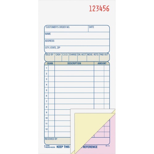 Picture of Adams Business Forms TC3705 3.25 x 7.12 in. Three-Part Carbonless Carbonless Sales Order Book&#44; 50 Sheets