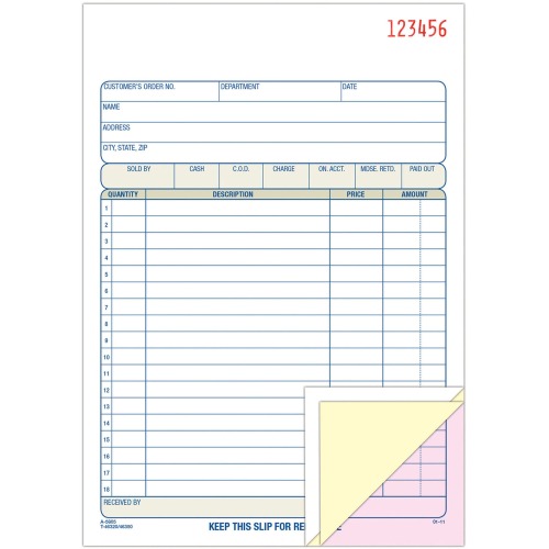 Picture of Adams Business Forms TC5805 5.56 x 8.43 in. 3 Part Carbonless 3-Part Sales Order Books&#44; 50 per Sheets
