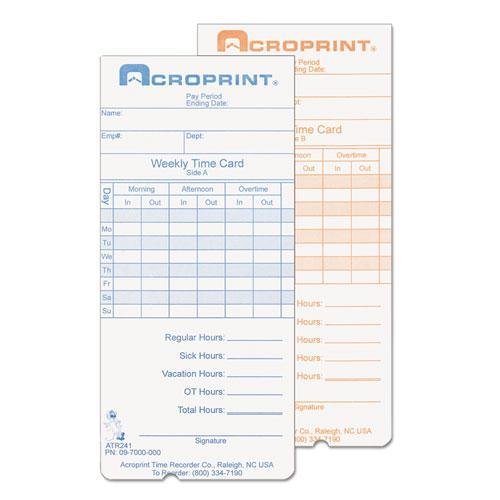 Picture of Acroprint Time Recorder 97000000 Weekly Time Cards for ATR240 & ATR360 - Pack of 250