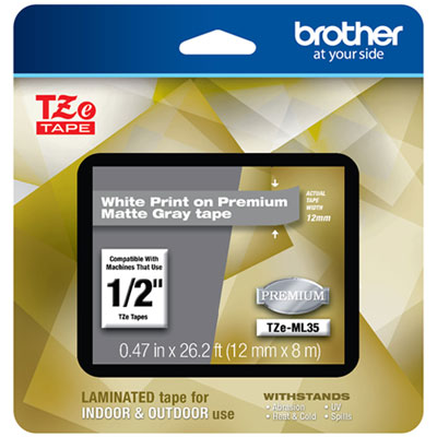 Picture of Brother TZEML35 TZe Premium Laminated Cartridge Matte Tape&#44; White - Large