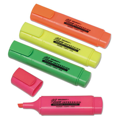 Picture of Ability One 2381728 Skilcraft Flat Fluorescent Highlighter&#44; Assorted Color - Pack of 4