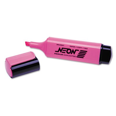 Picture of Ability One 3519146 Chisel Tip Flat Highlighter&#44; Fluorescent Pink