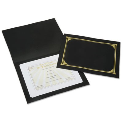 Picture of Ability One 5195770 12.5 x 9.75 in. Skilcraft Gold Foil Document Cover&#44; Black - Pack of 5