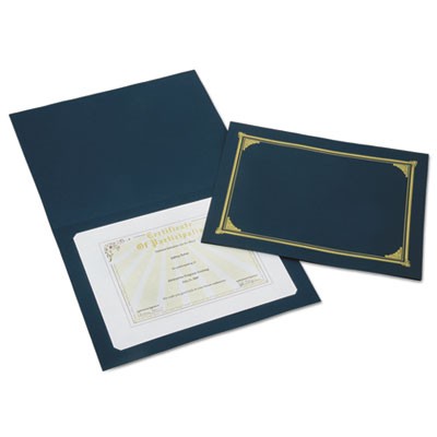 Picture of Ability One 5195771 12.5 x 9.75 in. Skilcraft Gold Foil Document Cover&#44; Blue - Pack of 5