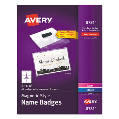 Picture of Avery 8781 Magnetic Style Name Badge Kit - 48 per Pack