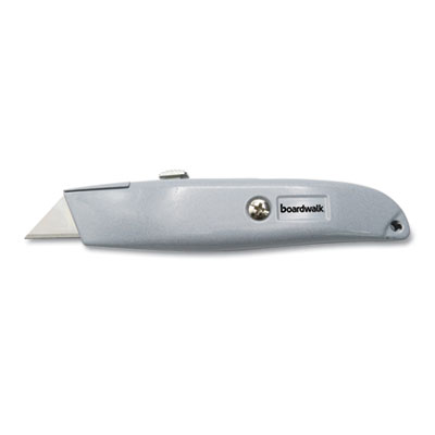 Picture of Boardwalk UKNIFE45 Straight-Edged Retractable Metal Utility Knife&#44; Gray