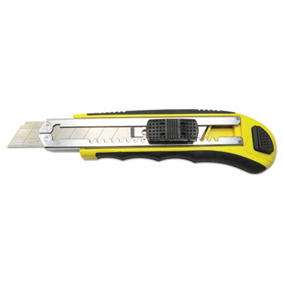 Picture of Boardwalk UKNIFE25 Straight-Edged Rubber-Gripped Retractable Snap Blade Knife&#44; Black & Yellow