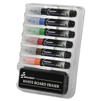 Picture of AbilityOne 3527321 7520013527321 Dry Erase Marker Kit with Organizer&#44; Chisel Tip - Set of 6