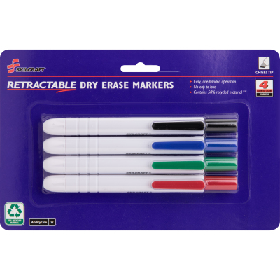 Picture of AbilityOne 5195769 7520015195769 Retractable Chisel Tip Dry Erase Marker&#44; Assorted Color