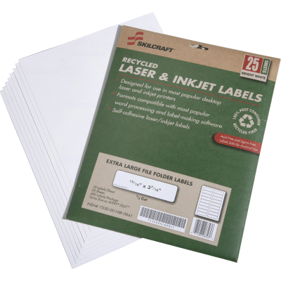 Picture of AbilityOne 5789297 7530015789297 1 by 3 Cut File Folder Labels&#44; White