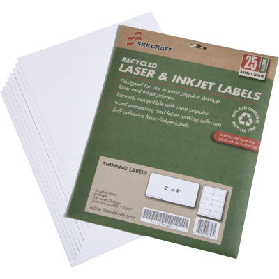 Picture of AbilityOne 5789293 7530015789293 2 x 4 in. Recycled Laser & Inkjet Shipping Labels&#44; White
