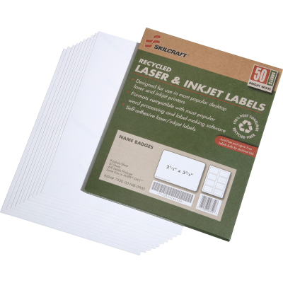 Picture of AbilityOne 5789299 7530015789299 2.33 x 3.37 in. Laser & Inkjet Name Badge Lables&#44; White
