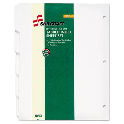 Picture of AbilityOne 9594441 7530009594441 1 by 5 Cut Letter Size Tabbed Index Sheet Sets - White&#44; 100 per Set