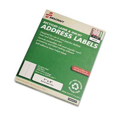 Picture of AbilityOne 5144913 7530015144913 1 x 4 in. Recycled Laser & Inkjet Address Labels&#44; White