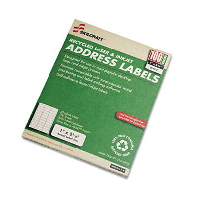 Picture of AbilityOne 5144904 7530015144904 1 x 2.62 in. Recycled Laser & Inkjet Address Labels&#44; White