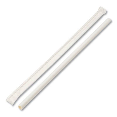 Picture of Boardwalk PPRSTRWWR Wrapped Paper Straw, White