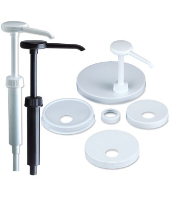 Economy Pump & Cap Kit, 1 Pump & 5 Caps, White -