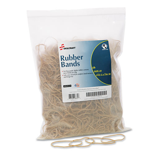 Picture of Ability One NSN5783515 1 lbs Rubber Bands&#44; Size 19 - 3.5 x 0.625 in. - 1700 Bands Pack
